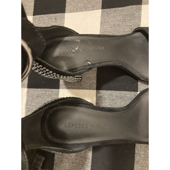 NEW Rebecca Minkoff Black Rhinestone Heels Sparkly Kid Suede Wedding Guest 7 - Picture 5 of 9